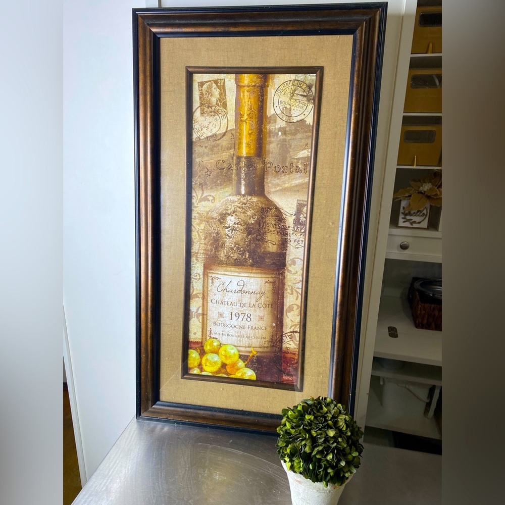 Framed wine and grape wall art